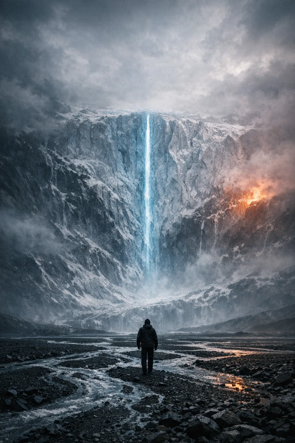The Ice Door — German Romantic sublime × disaster-film matte painting