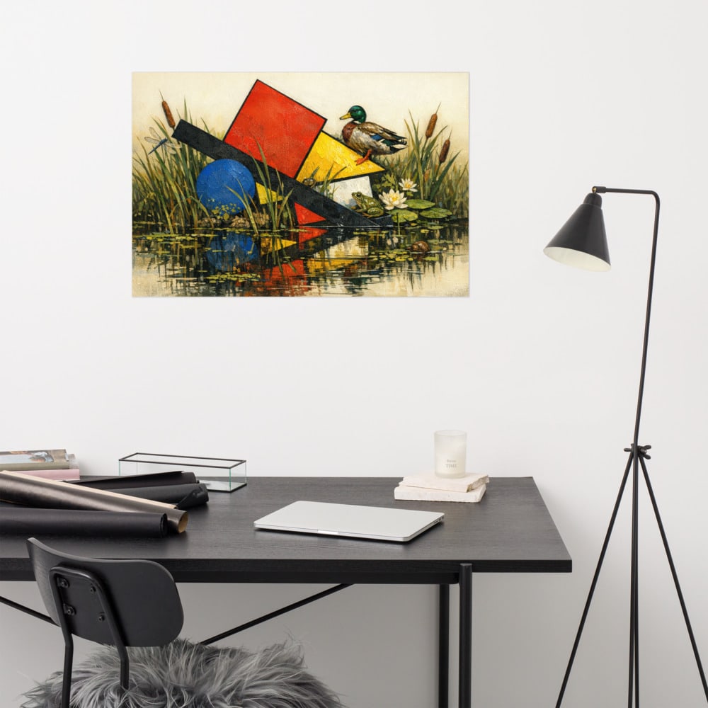 Primary Swamp printed and photographed on a wall
