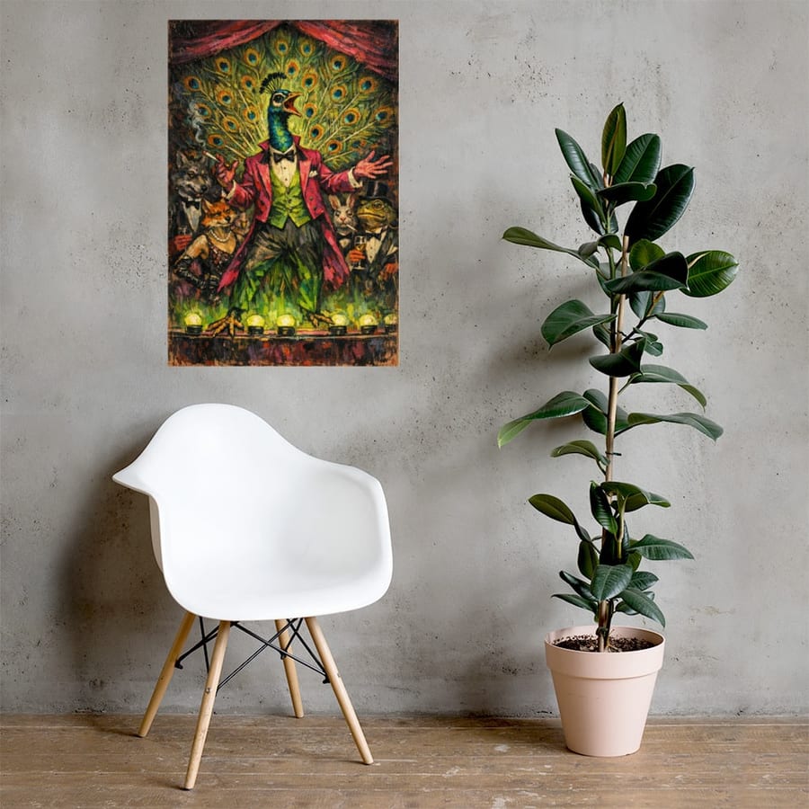 Master of Ceremonies printed and photographed on a wall
