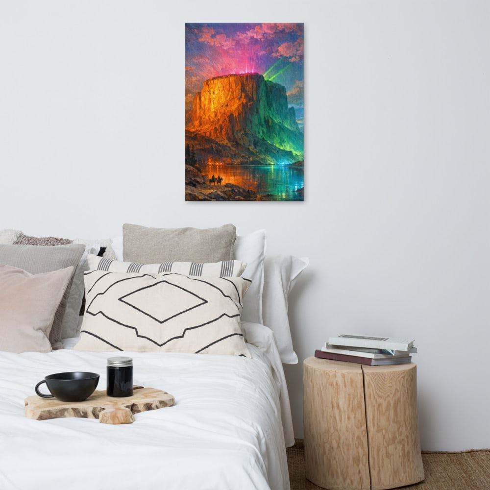 Mesa Under Sodium printed and photographed on a wall
