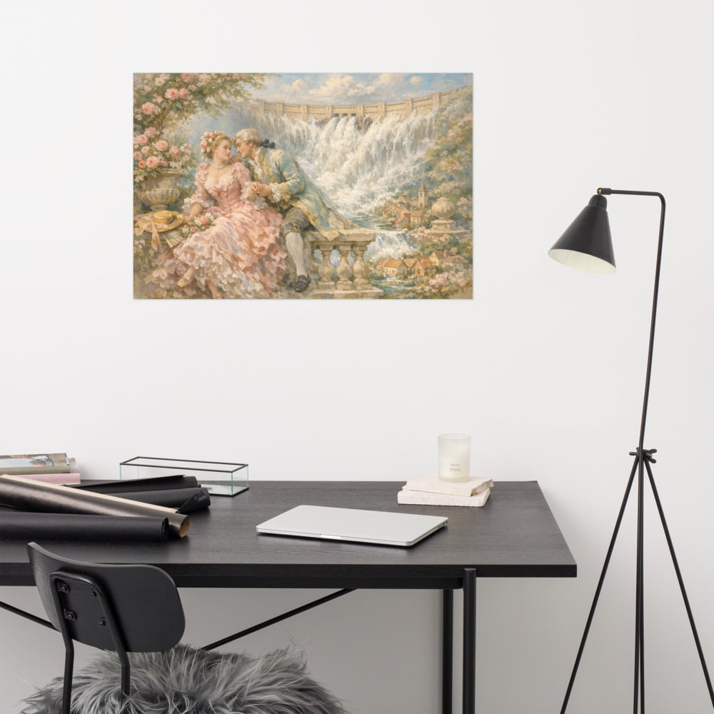 The Dam That Is Going printed and photographed on a wall