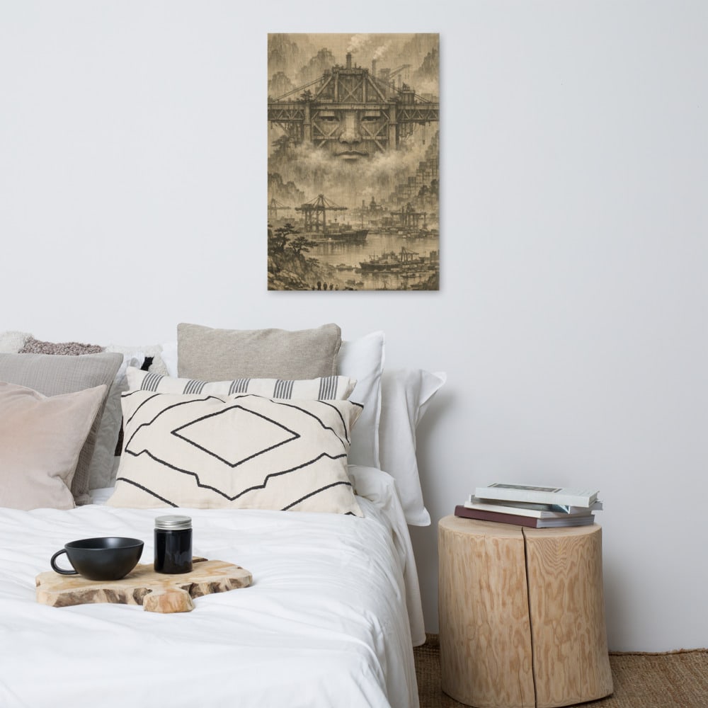 The Crane That Is Looking printed and photographed on a wall