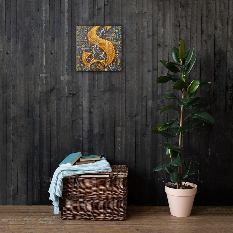 Psalter of Lightning printed and photographed on a wall