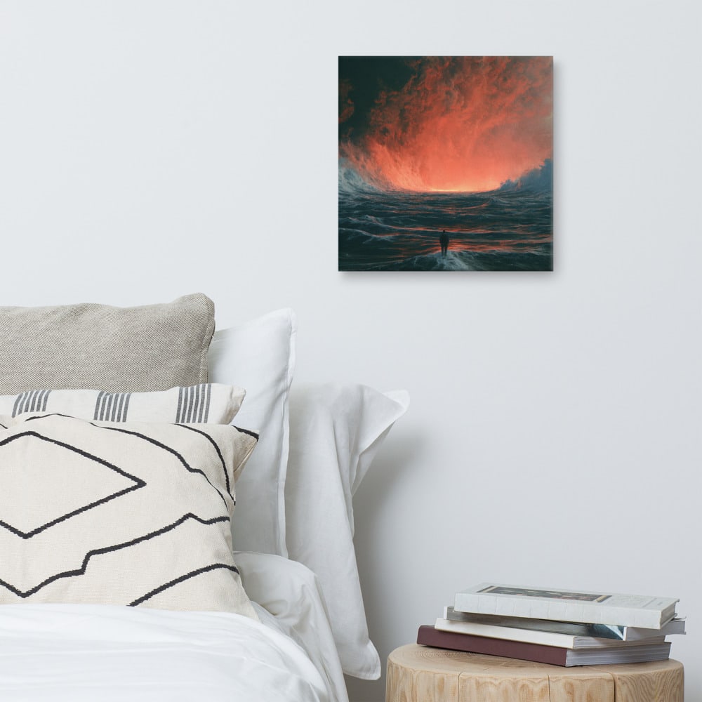 The Long Walk Out printed and photographed on a wall
